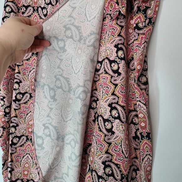 24W Boho Pink Paisley Wrap Skirt Midi Lightweight - Picture 5 of 12